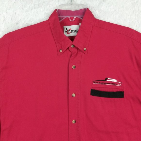 Dale‎ Earnhardt Jr Mens Shirt Button Up Chase Authentics Red Short Sleeve 8 L - Picture 3 of 15